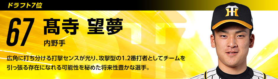 ドラフト7位 67 髙寺望夢選手