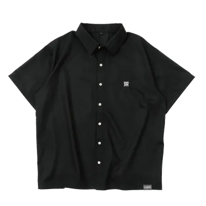 オールブラック・半袖シャツ
