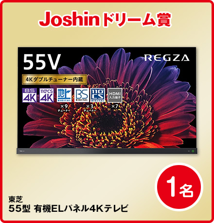 Joshinドリーム賞東芝55型有機ELパネル4Kテレビ 1名